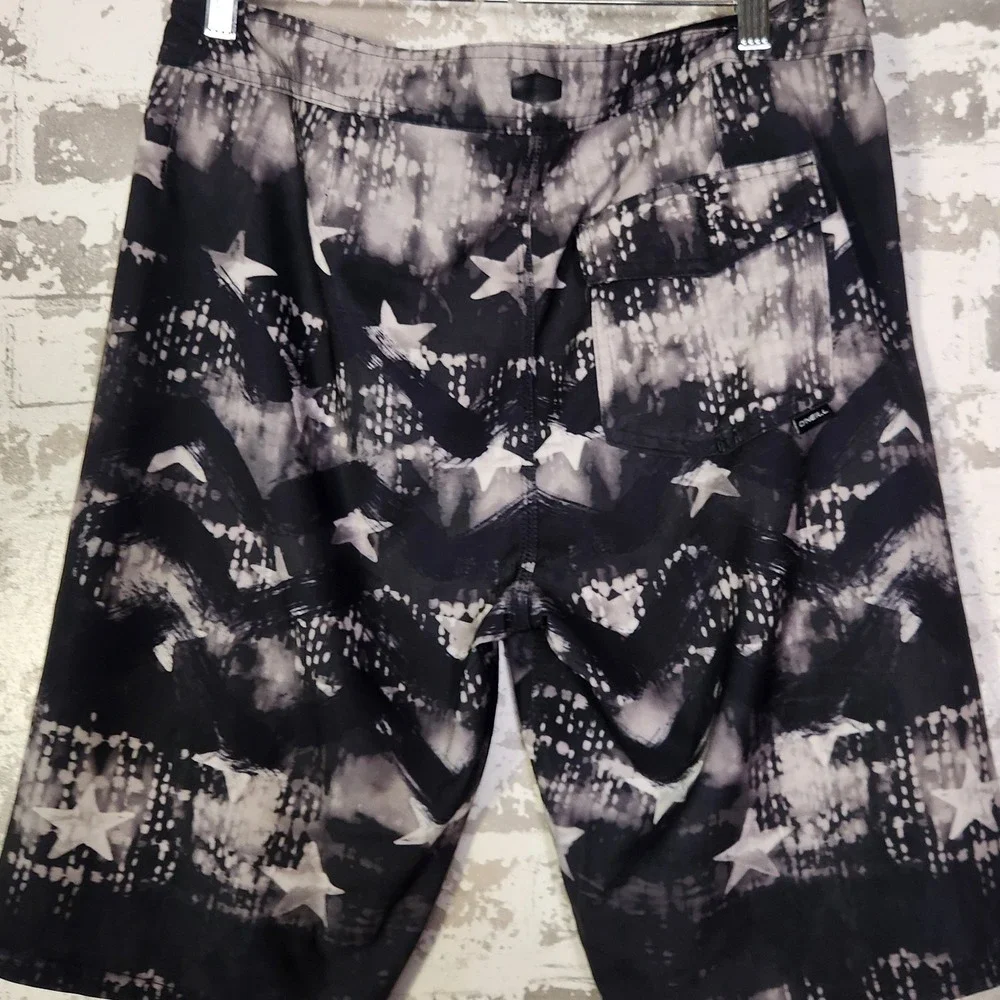 ONeill Hyperfreak‎ Mens Board Shorts Surfer Black White Star Print Size 30 Beach